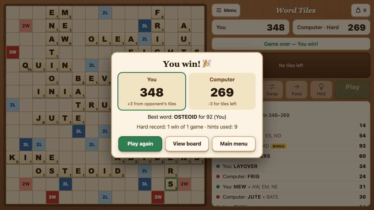 Word Tiles gameplay